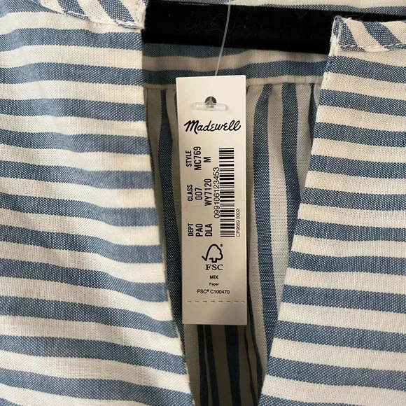 NWT Madewell Courtyard Flutter-Sleeve Top in Stripe - Picture 8 of 8